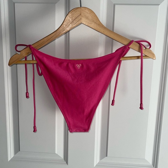 TNA String High-leg Low-rise TOPANGA BRIGHT ROSE VIF Pink Bikini Bottom ONLY Med - Picture 6 of 10